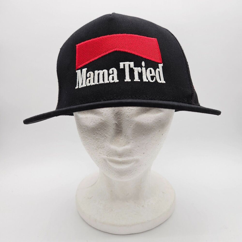 Mama Tried Trucker Hat Mesh Back Adjustable Snapback Black Red White